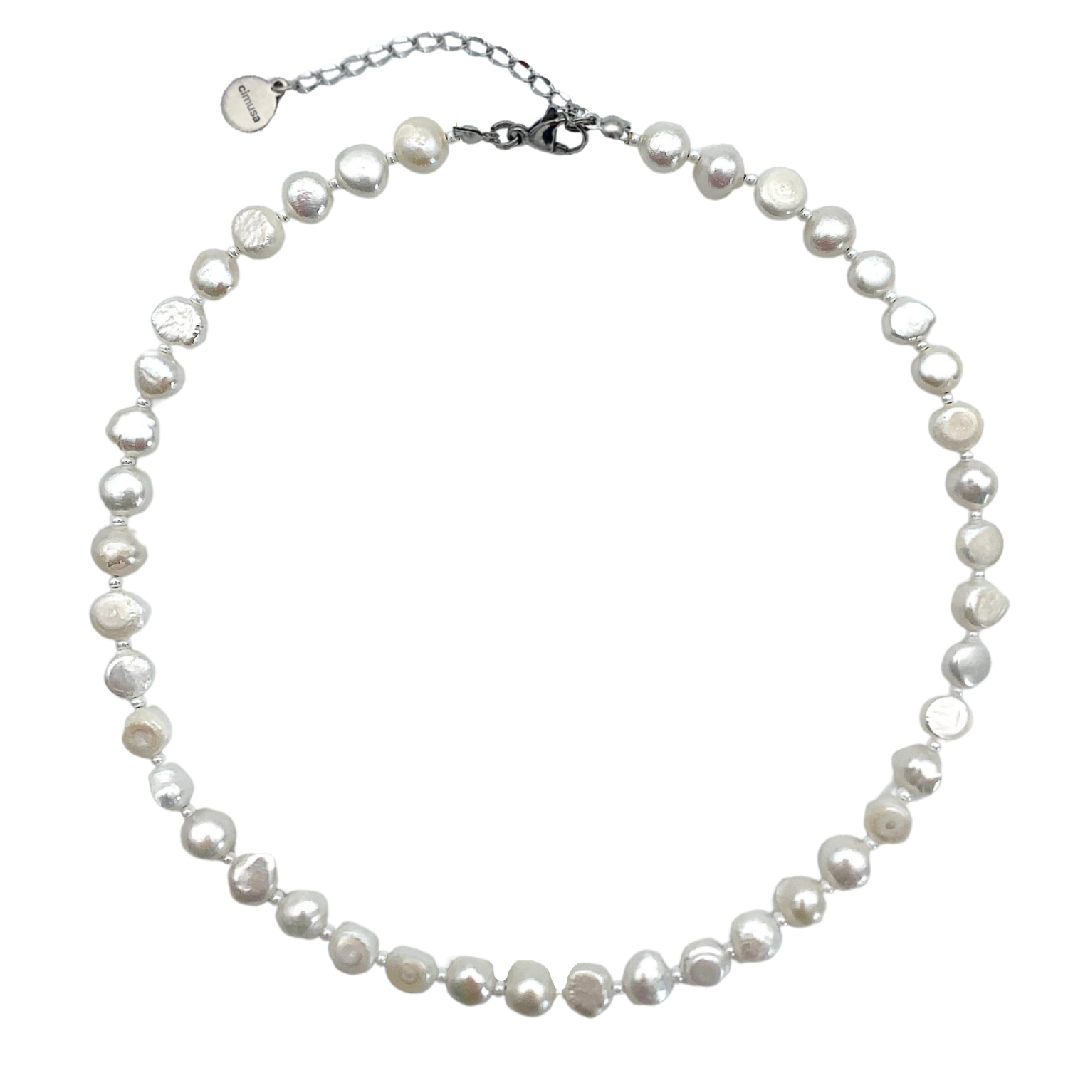 White Pearls with Steel Clasp