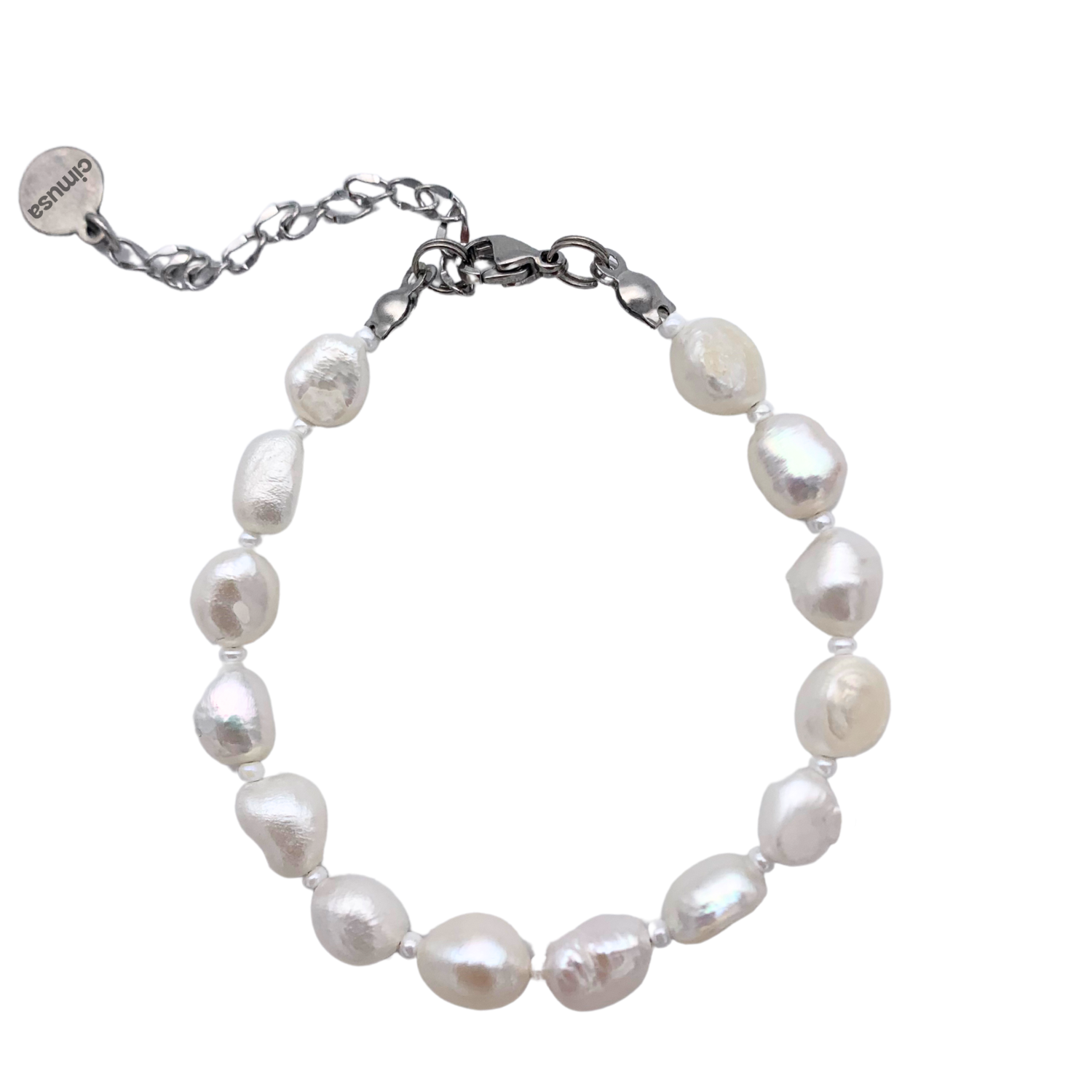 White Pearls with Steel Clasp