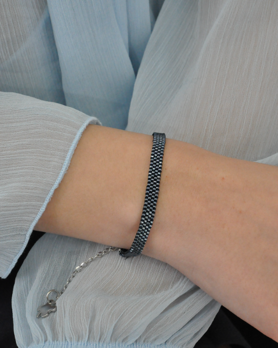 Bracciale fascia bassa tessitura perline