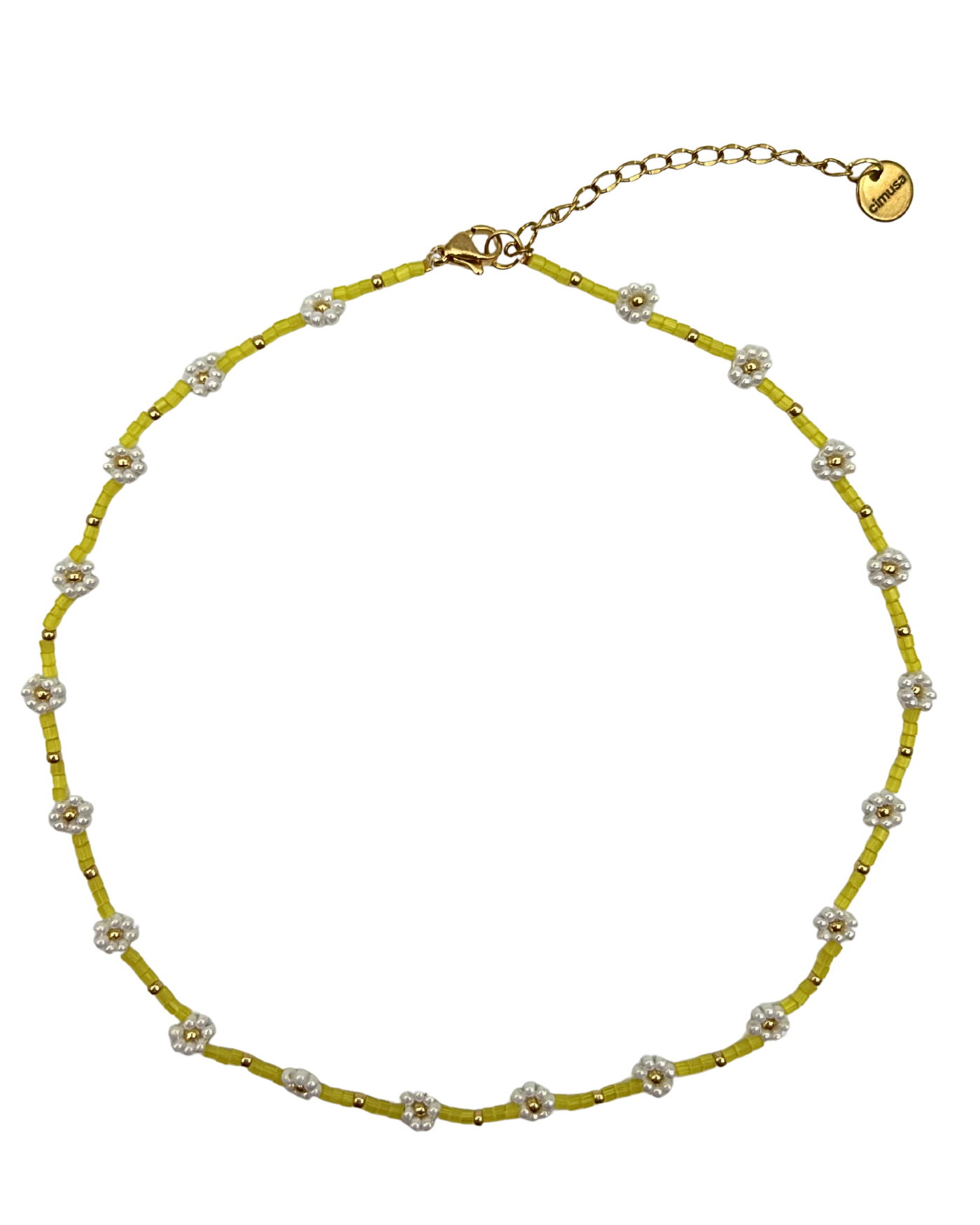 girocollo giallo con margherite bianche