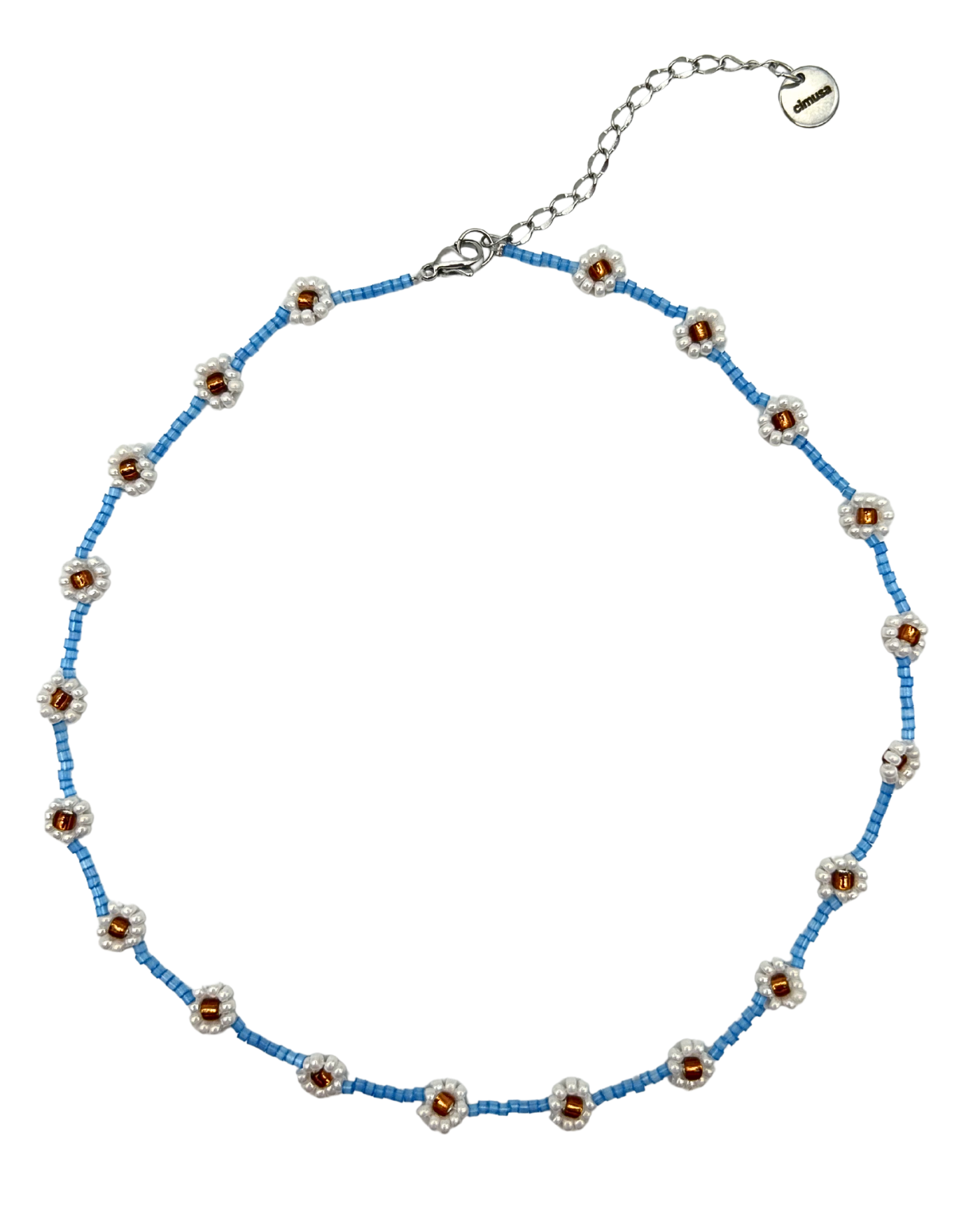 girocollo azzurro con margherite bianche